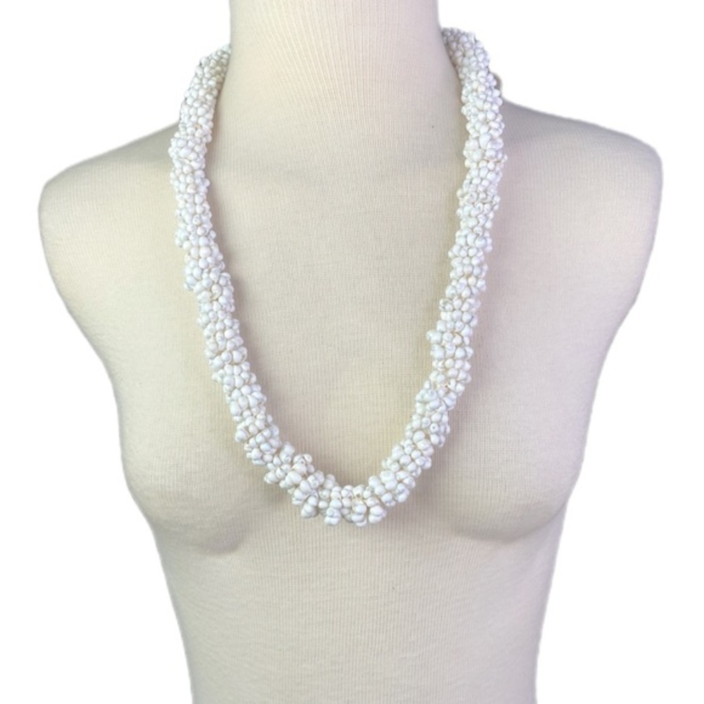 So CUTE off white natural shell necklace tie back 14” length